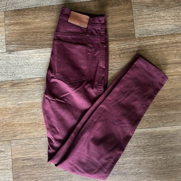 Madewell Burgundy 10 in. High Rise Skinny Jeans Size 25‎ - Picture 2 of 6
